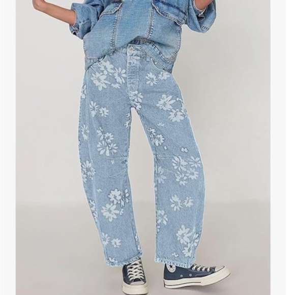 loveimgs Denim - NWT Floral Printed Jeans - Lt Blue